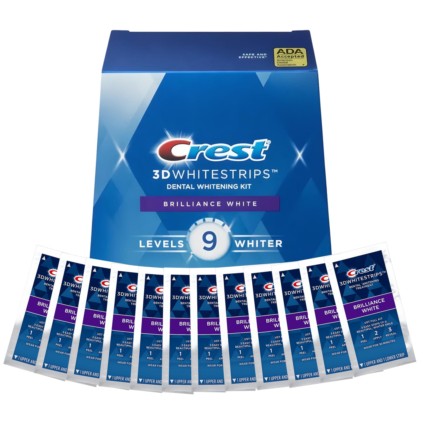 Bělicí pásky Crest Brilliance White 9 Levels Whiter Whitestrips (12 sáčků-24 pásků)