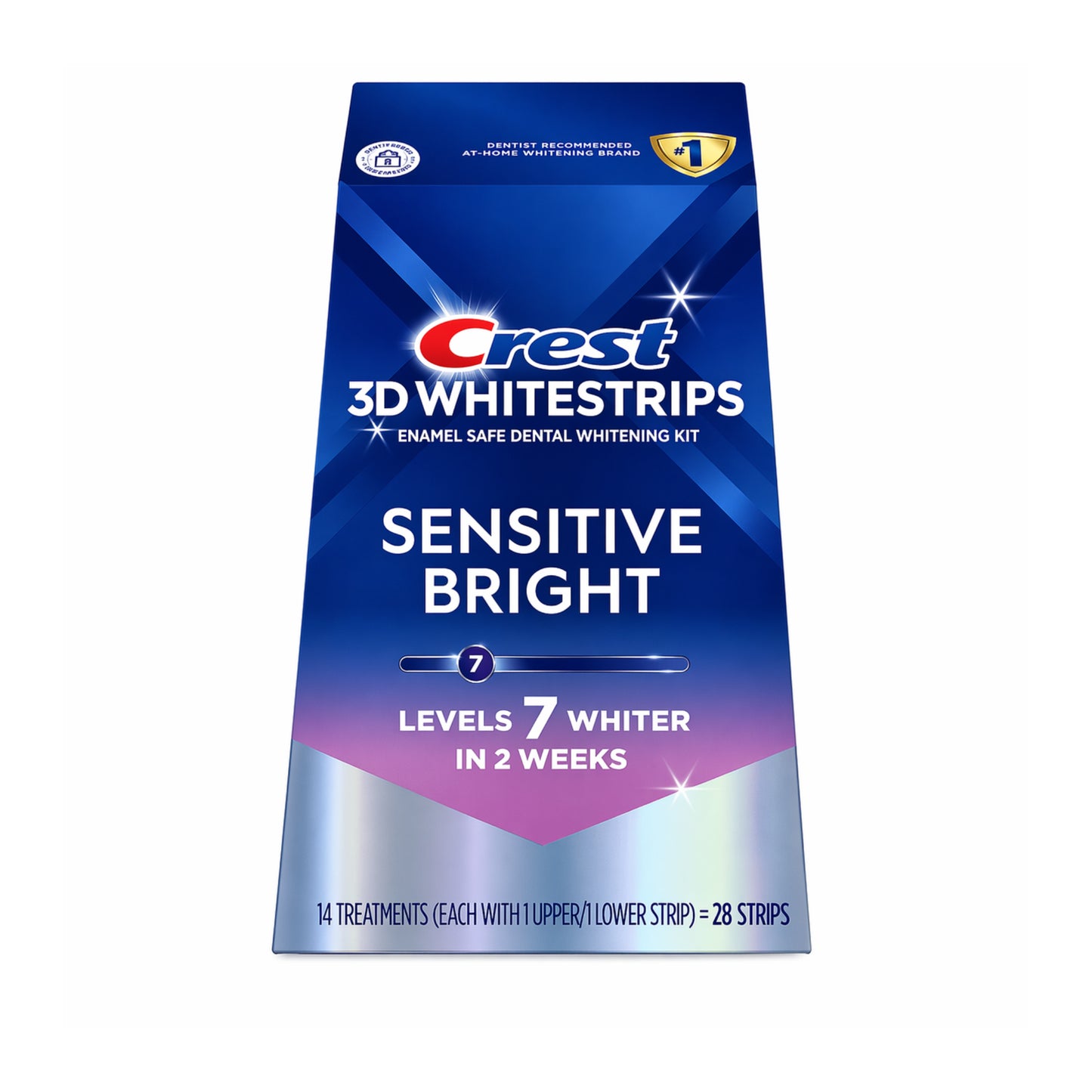 Bělicí pásky Crest Sensitive Bright 7 Levels Whiter Whitestrips (14 sáčků-28 pásků)
