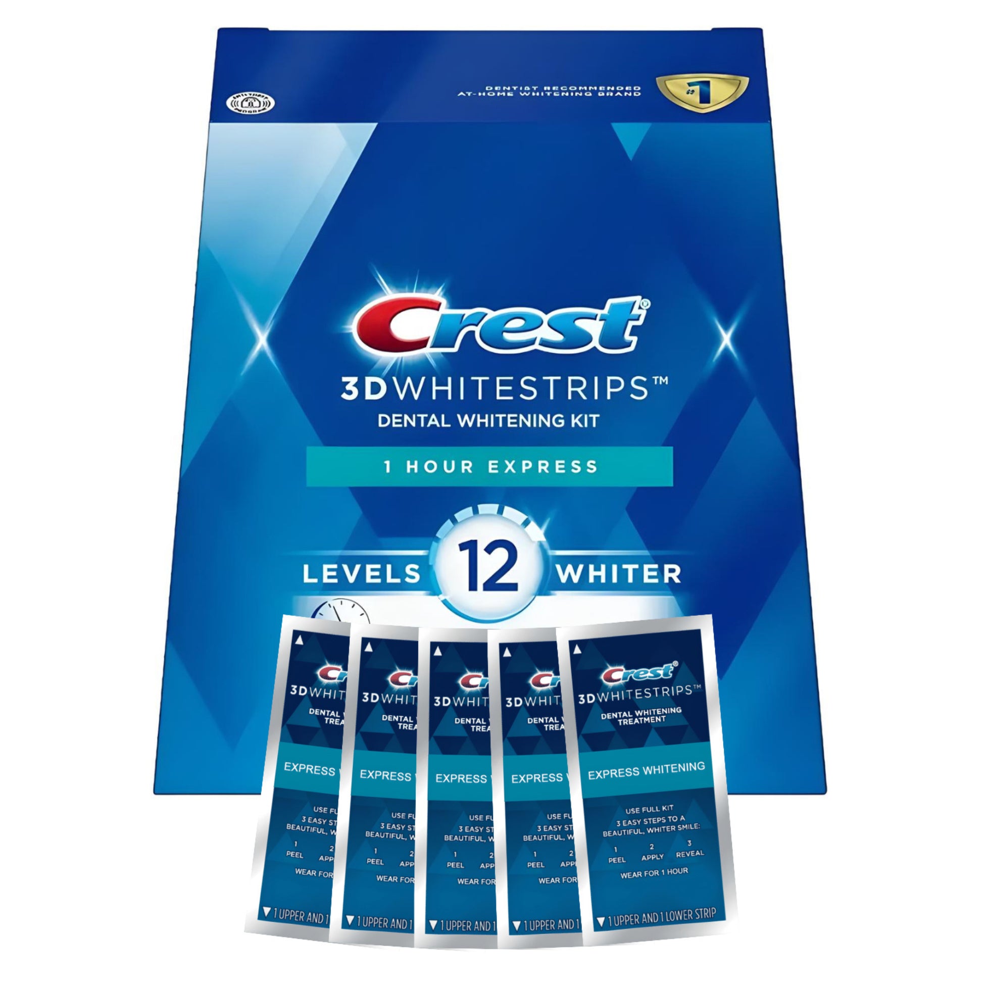 Bělicí pásky Crest 1 Hour Express 12 Levels Whiter Whitestrips (5 sáčků-10 pásků)