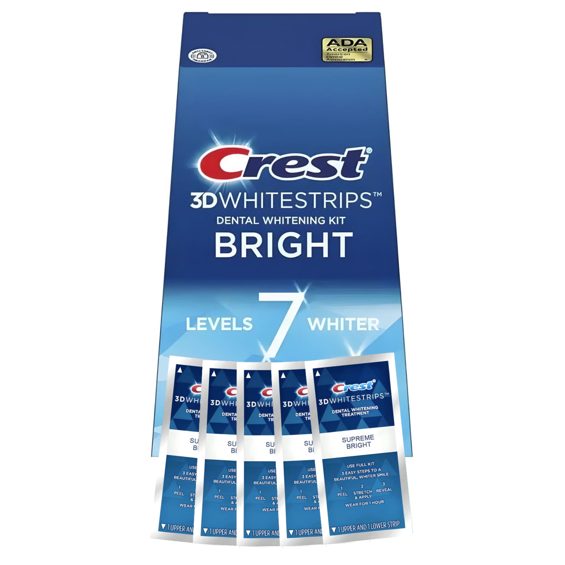 Bělicí pásky Crest Bright 7 Levels Whiter Whitestrips (5 sáčků-10 pásků)