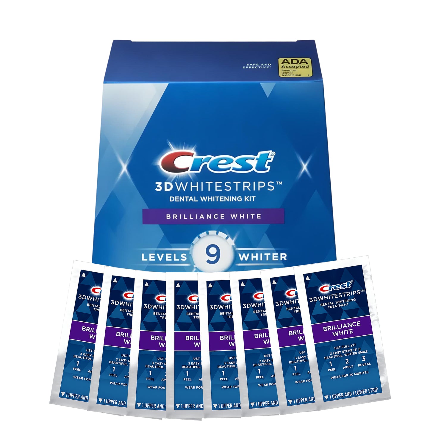 Bělicí pásky Crest Brilliance White 9 Levels Whiter Whitestrips (8 sáčků-16 pásků)