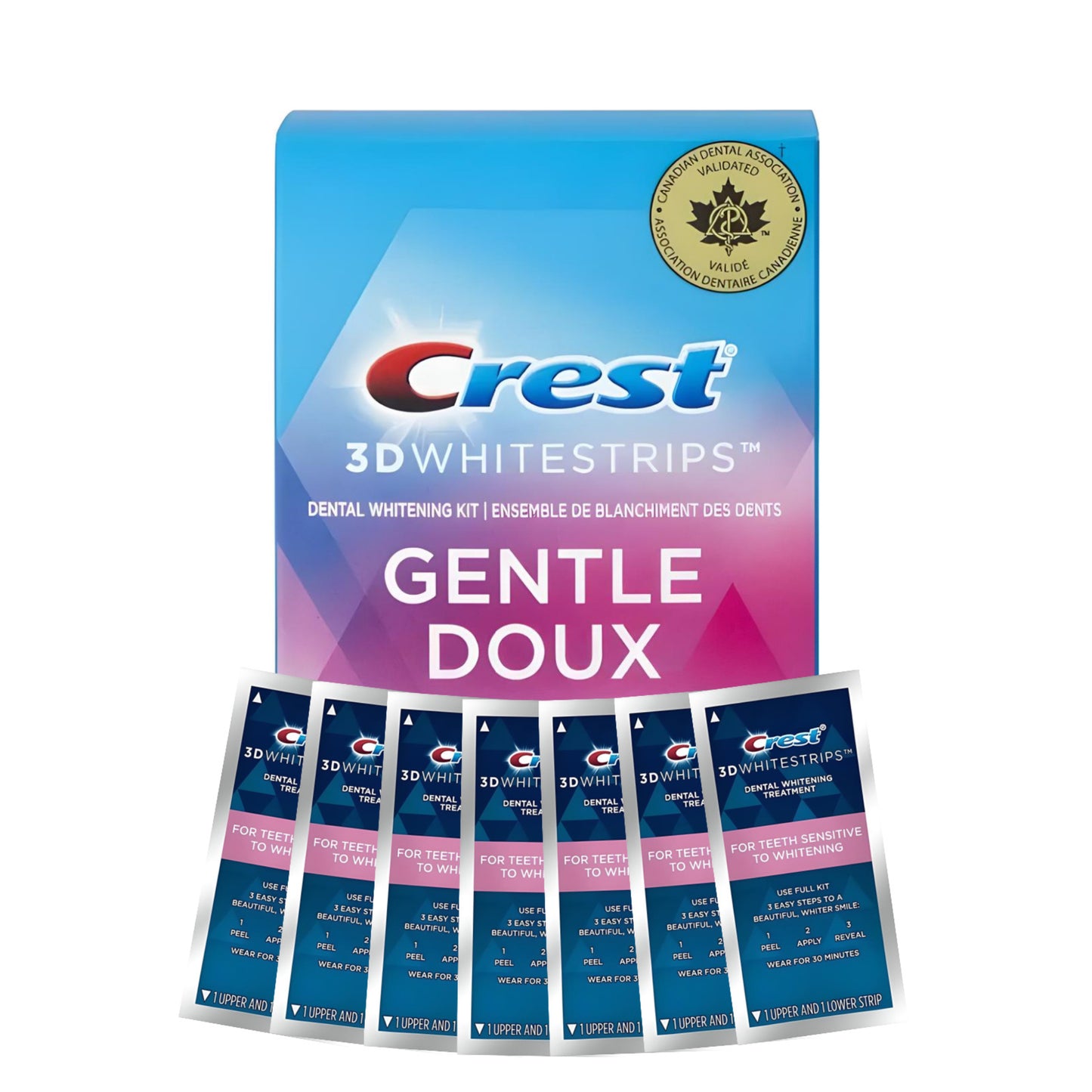 Bělicí pásky Crest Gentle Doux Whitestrips (7 sáčků-14 pásků)