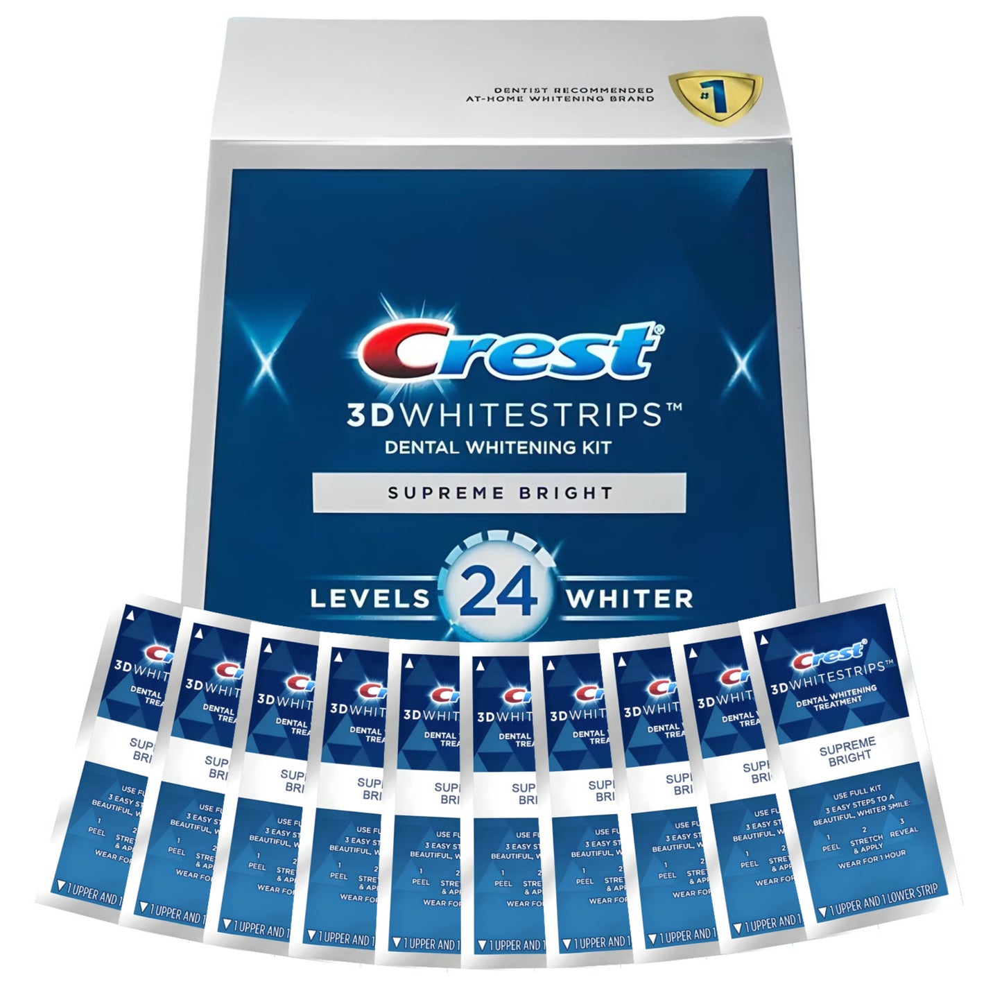 Bělicí pásky Crest Supreme Bright 24 Whitestrips (10 sáčků-20 pásků)
