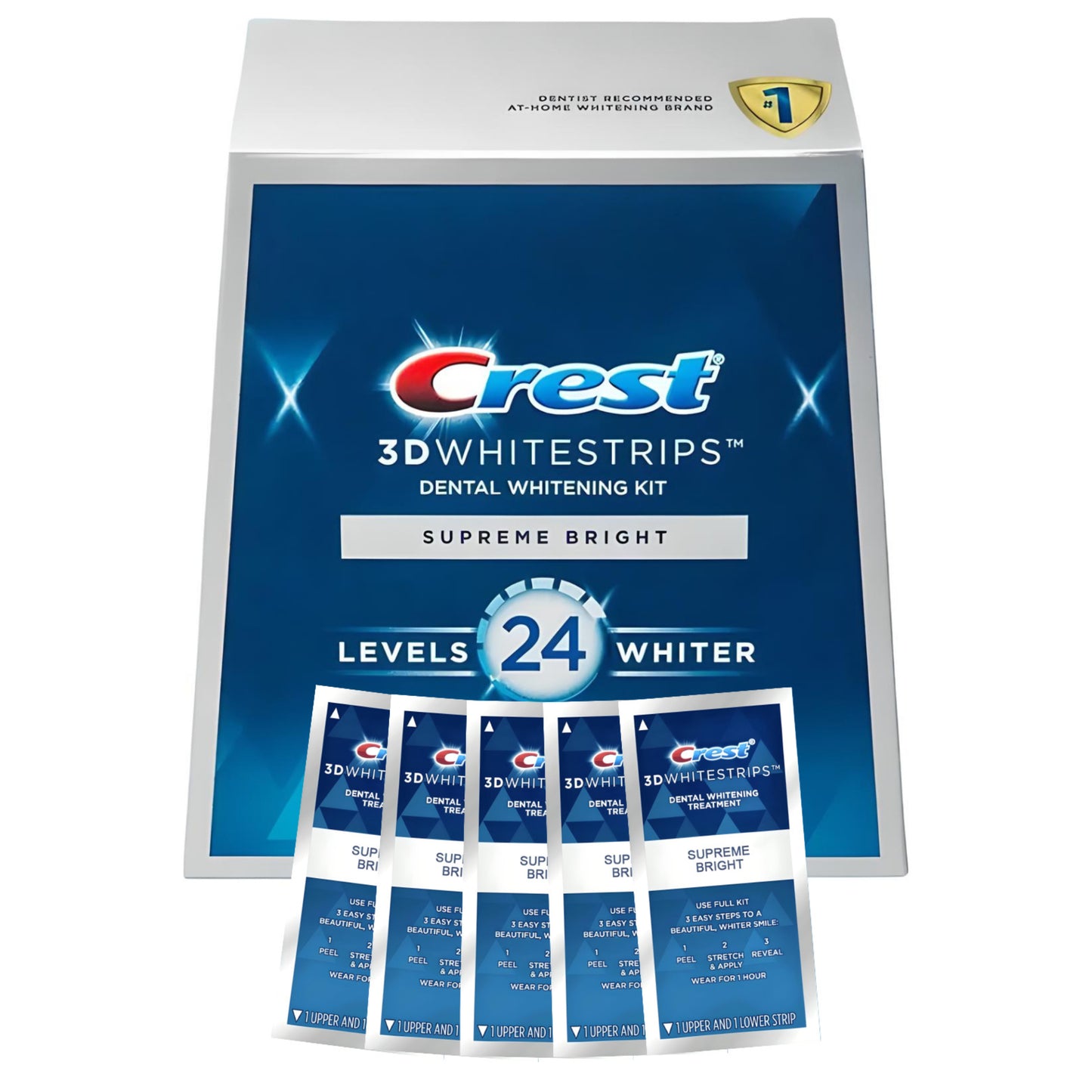 Bělicí pásky Crest Supreme Bright 24 Whitestrips (5 sáčků-10 pásků)