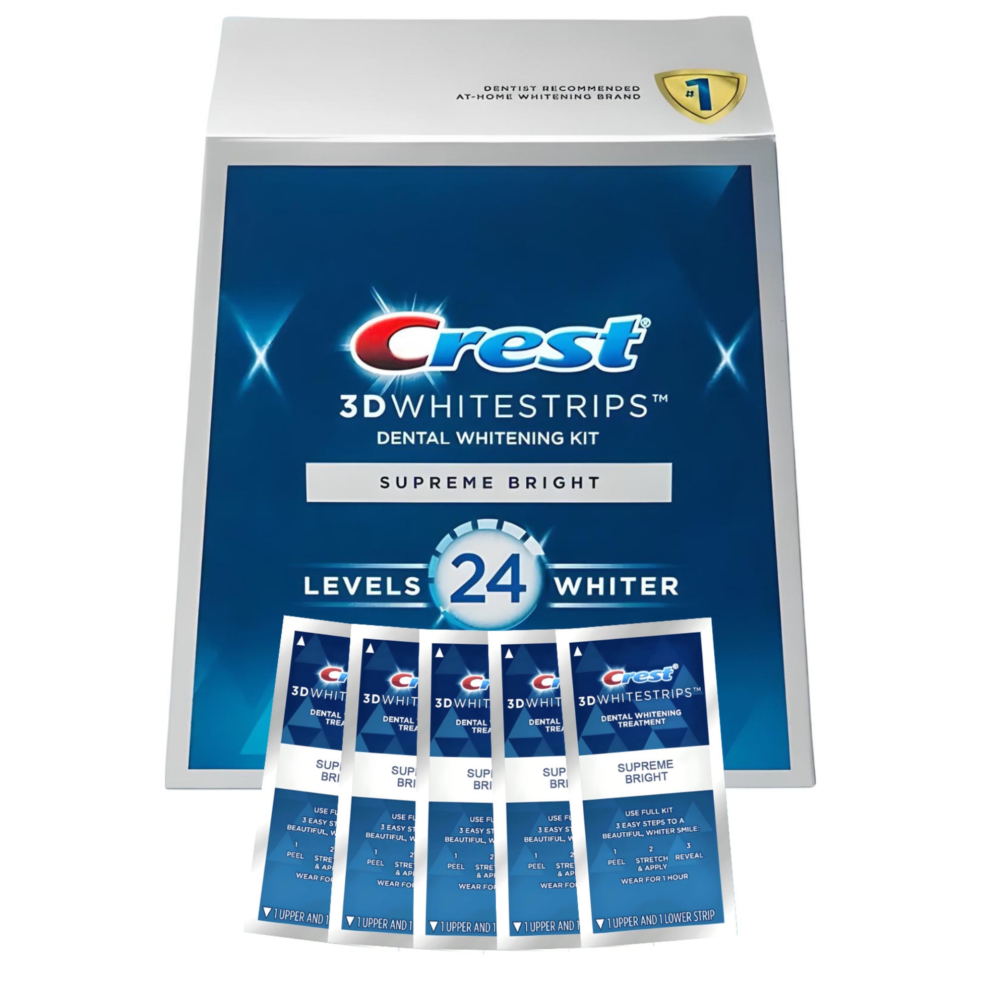 Bělicí pásky Crest Supreme Bright 24 Whitestrips (5 sáčků-10 pásků)