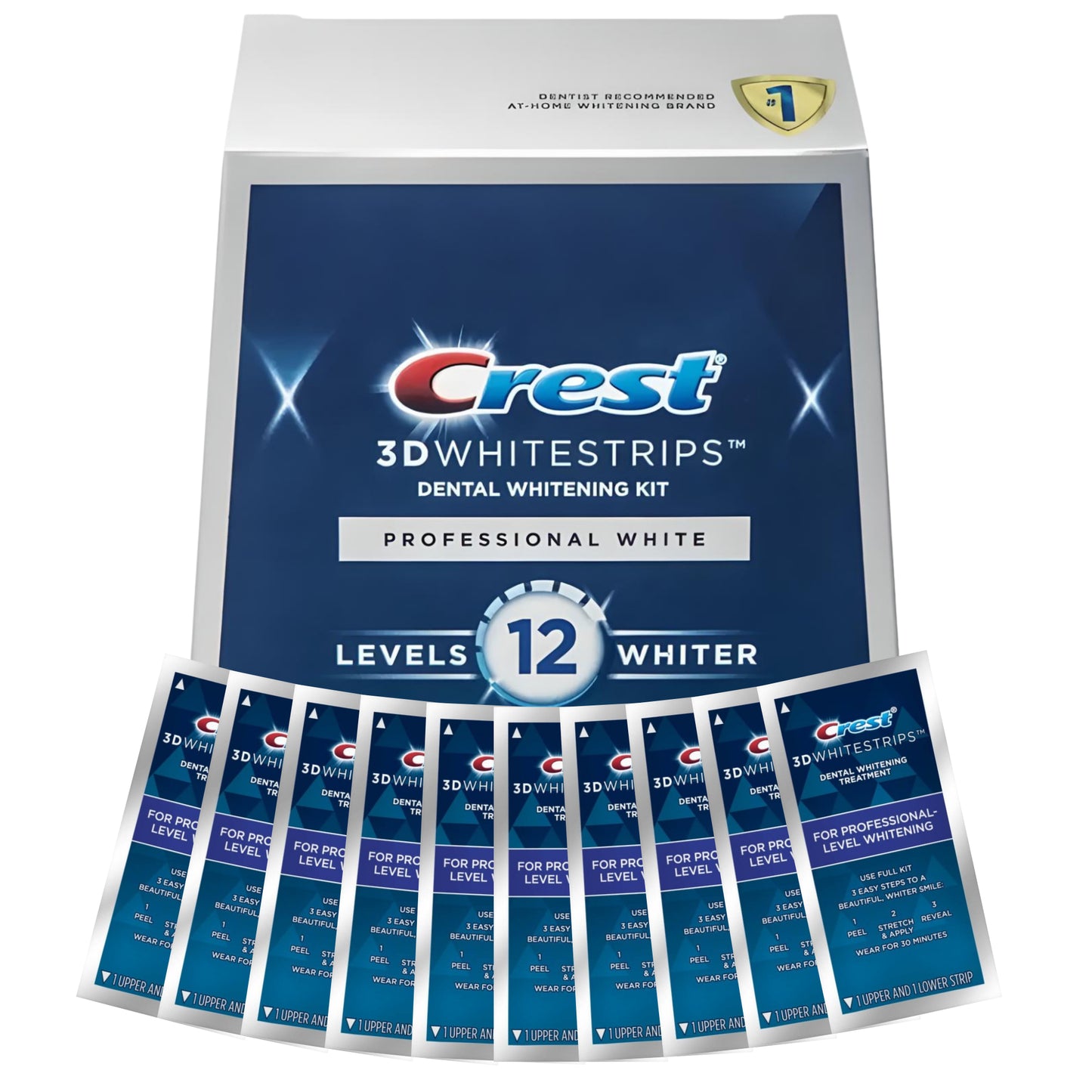 Bělící proužky Crest 3D Whitestrips Professional White 12 Levels Whiter (10 sáčků-20 pásků)
