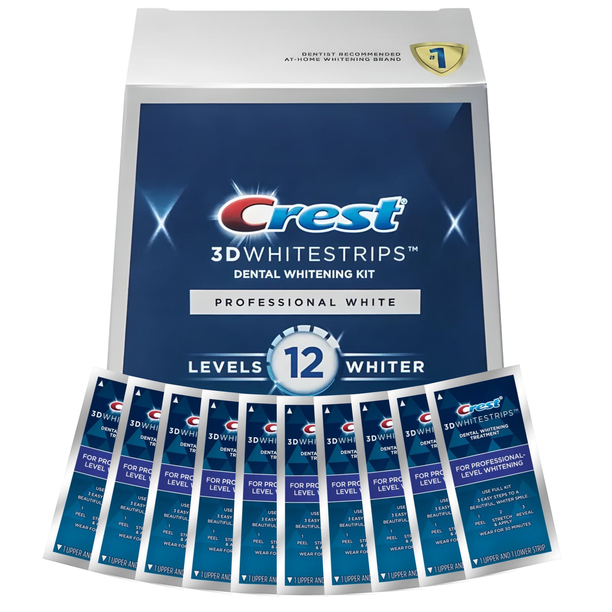 Bělící proužky Crest 3D Whitestrips Professional White 12 Levels Whiter (10 sáčků-20 pásků)