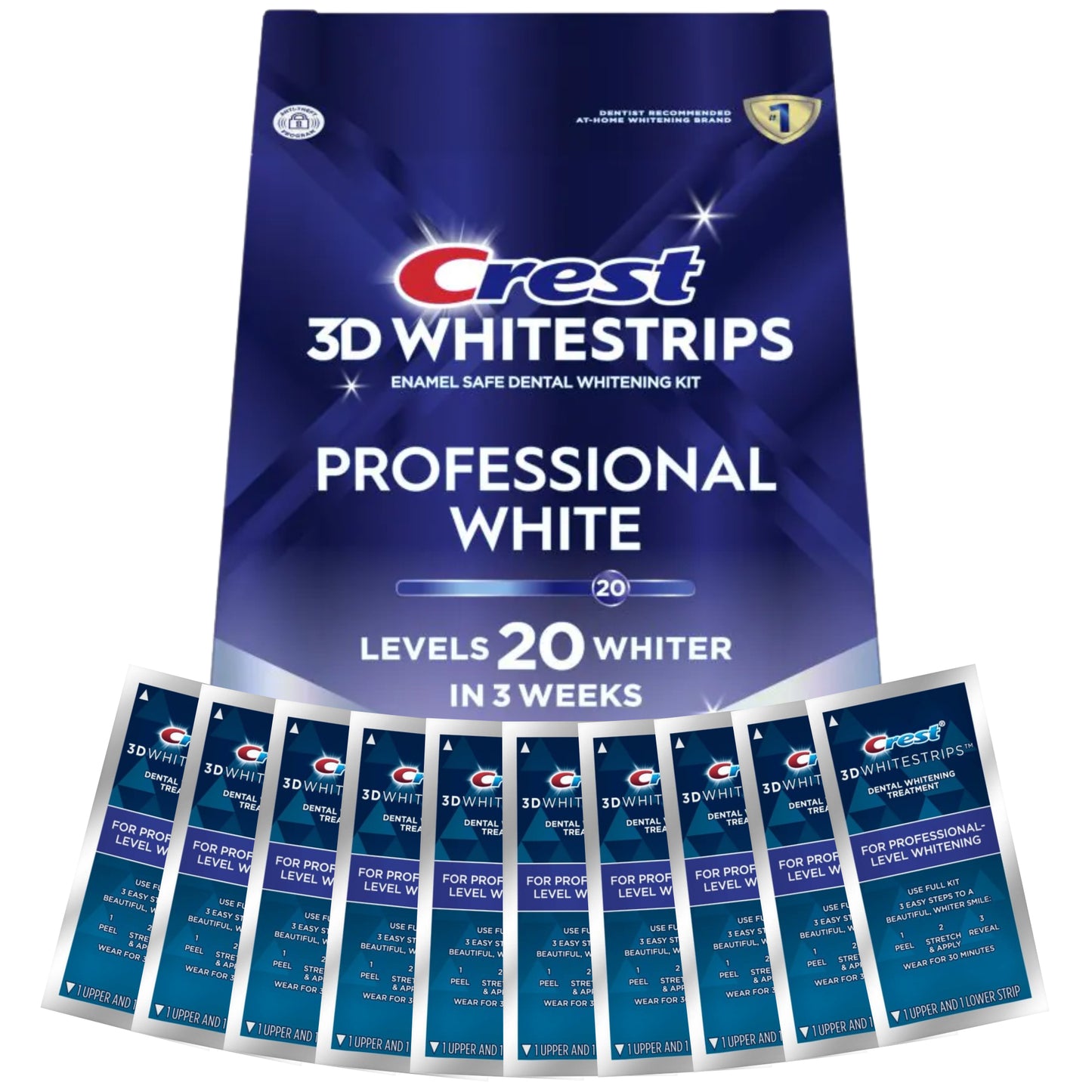 Bělicí pásky Crest For Professional-Level Whitening – 10 sáčků, 20 pásků
