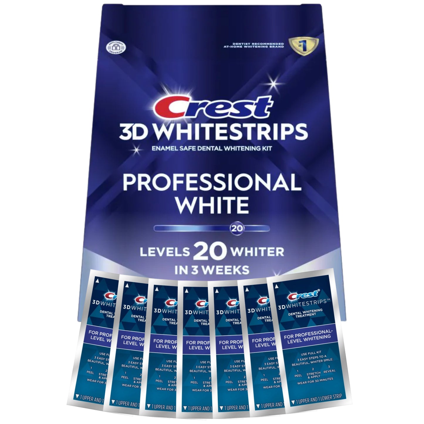 Bělicí pásky Crest For Professional-Level Whitening – 7 sáčků, 14 pásků
