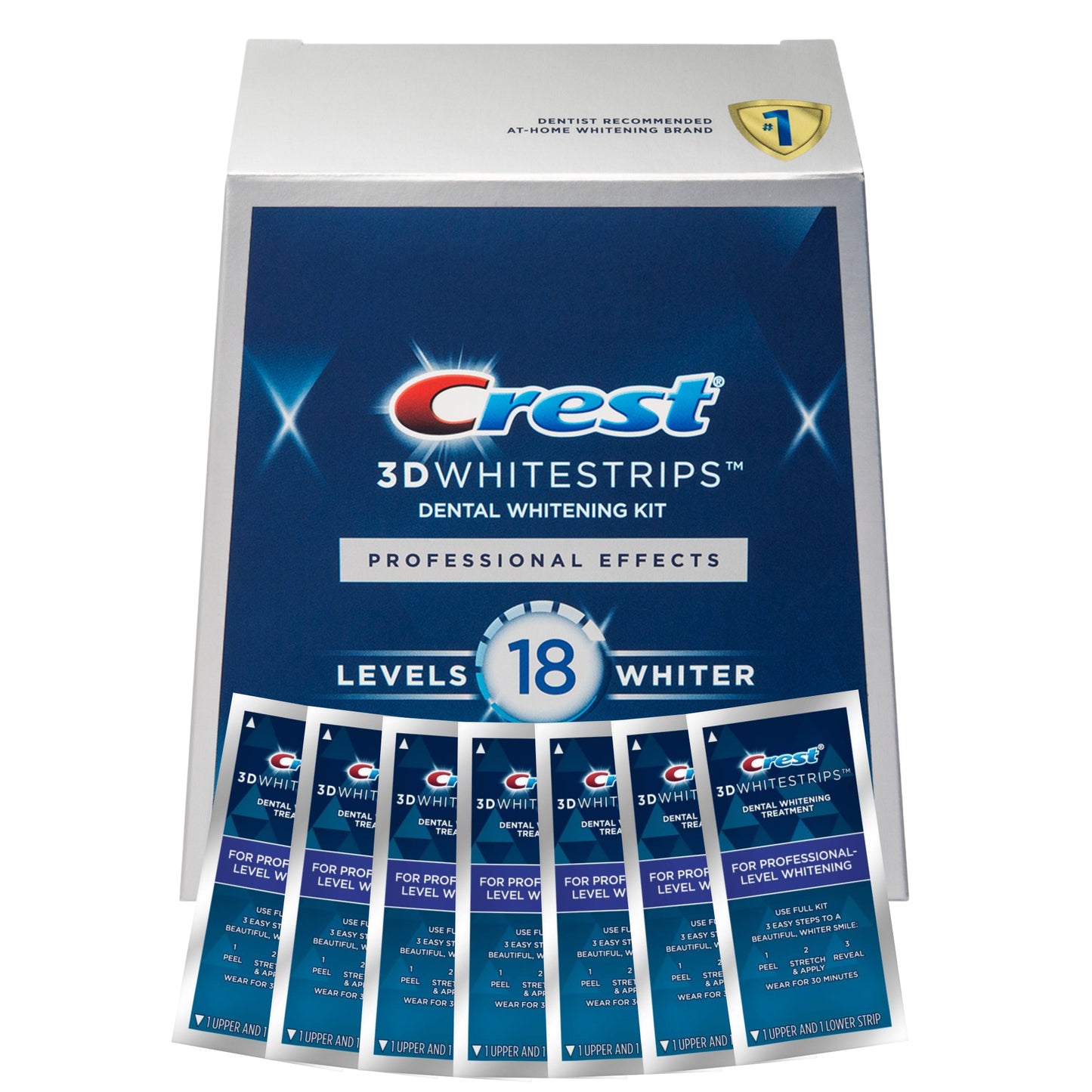 Bělicí pásky Crest 3D Professional Effects 18 Level Whitestrips (7 sáčků – 14 pásků)