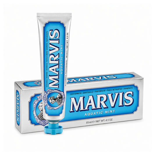 Marvis Aquatic Mint 85 ml – zubní pasta v tubě a originálním balení s jemnou mátovou příchutí