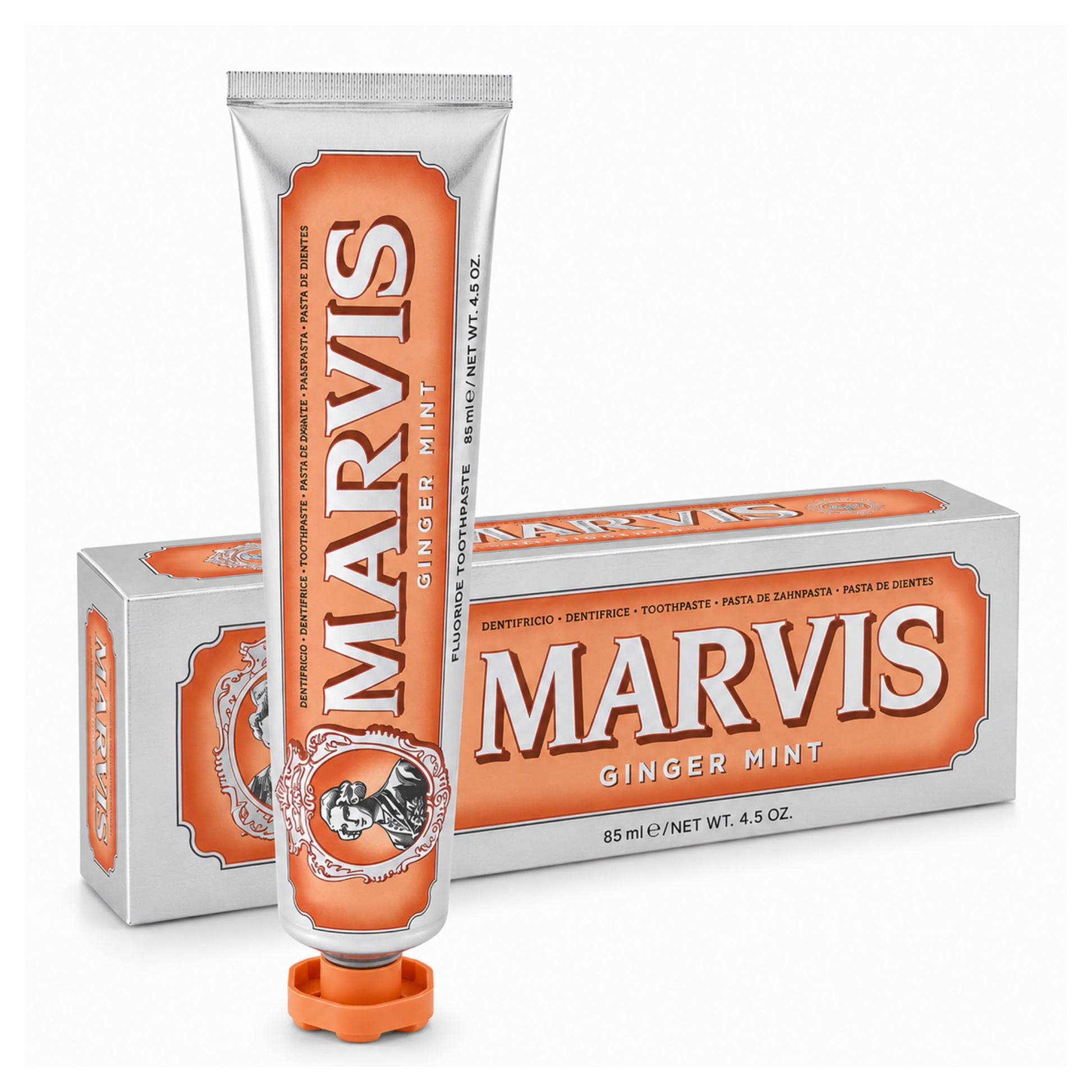 Marvis Ginger Mint 85 ml – zubní pasta v tubě a originálním balení s příchutí máty a zázvoru