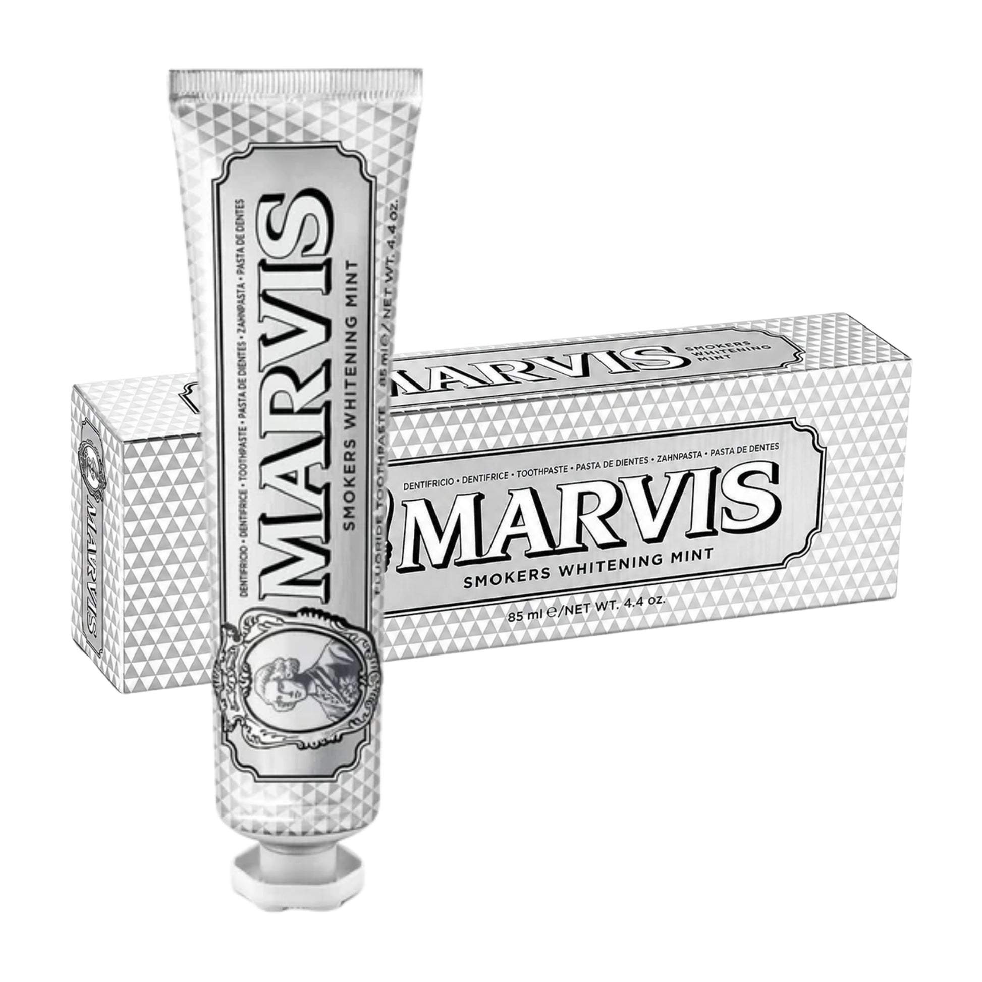 Marvis Smokers Whitening Mint 85 ml – zubní pasta v tubě a originálním balení s intenzivní mátovou příchutí